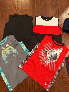 The Children's Place Red Basketball Graphic Tank Top with Black Trim